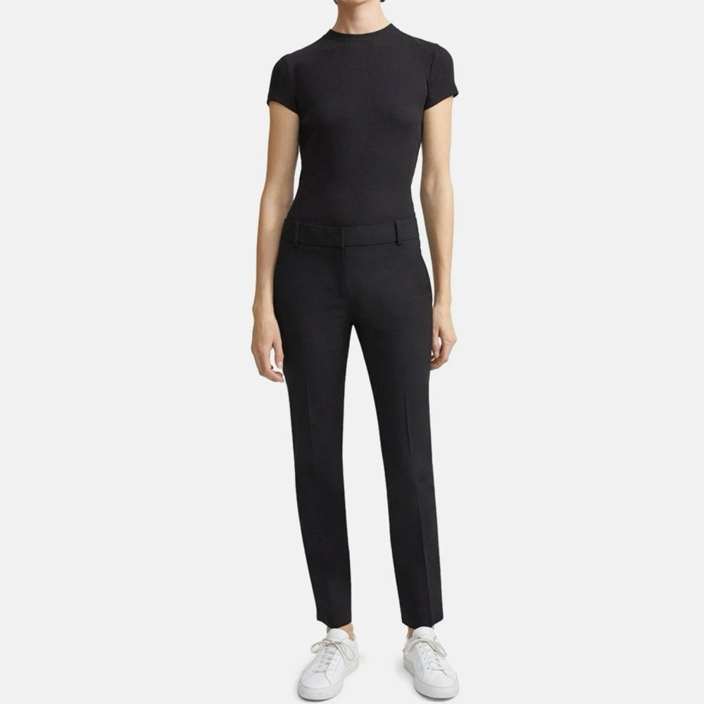 THEORY Straight Trouser in Stretch WoolNavy Blue Pant Size 0